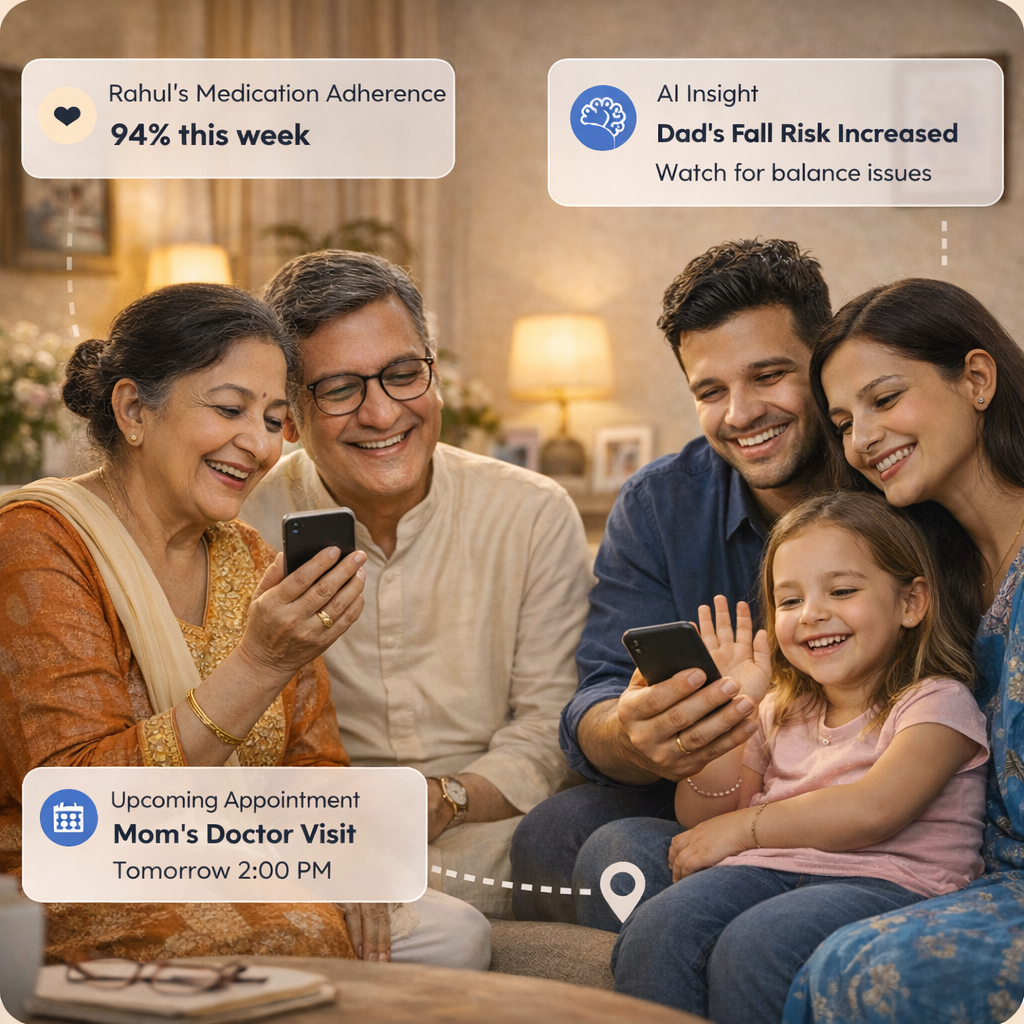 Happy Indian family across generations sharing a warm moment together