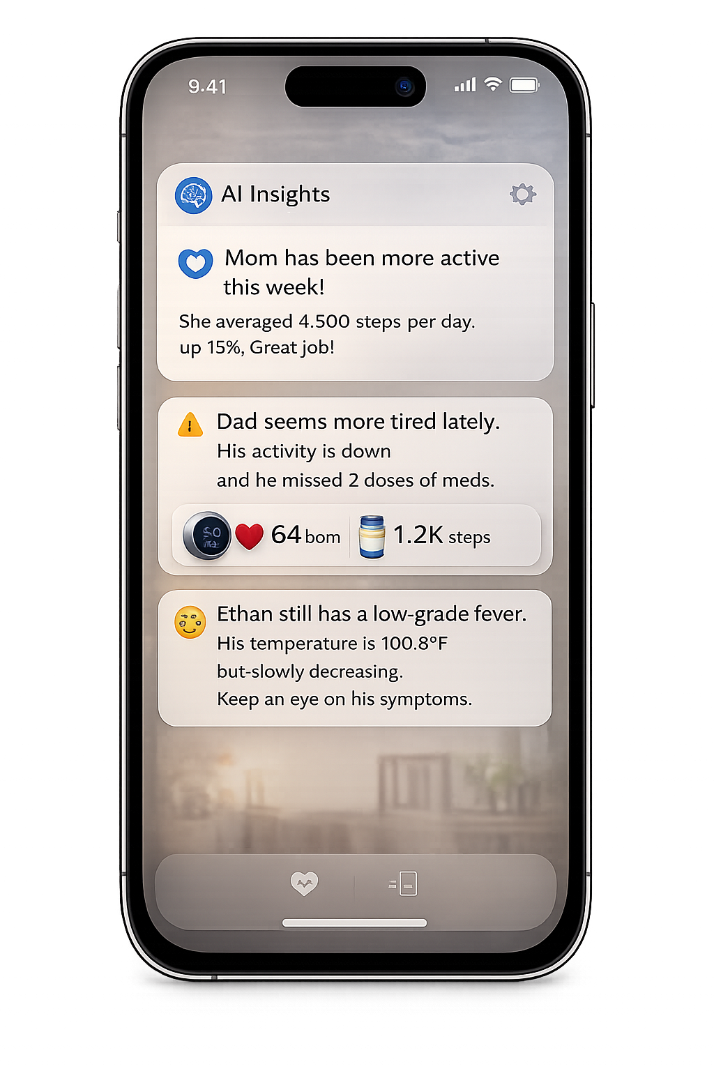 SahaCare AI insight and cue visual preview